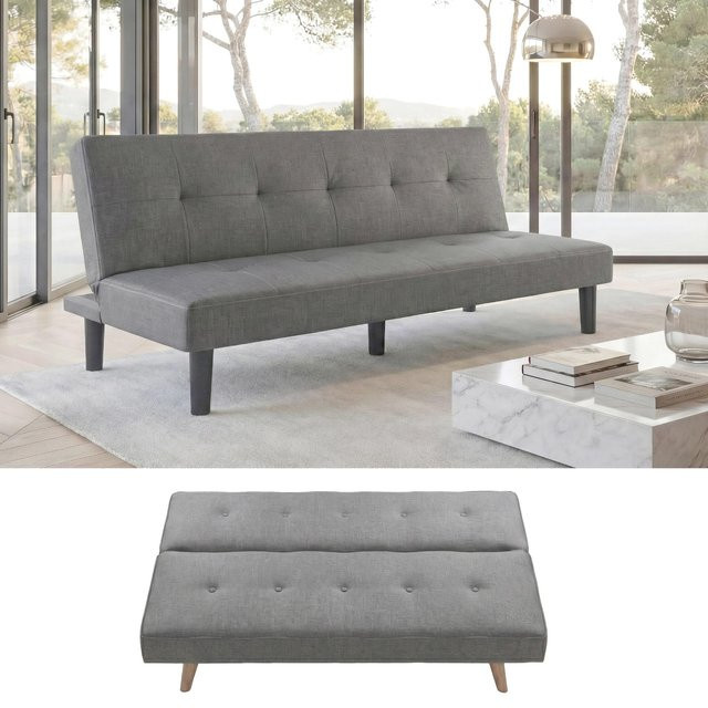 MCW 3er-Sofa G11 Schlafsofa mit Schlaffunktion in Grau aus Stoff und Kunstleder, Breite: 195 cm - Bild 3