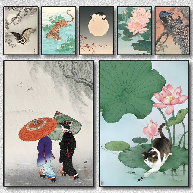 Ohara Koson Ukiyo-e Wandkunst-Poster selbstklebend wasserfest zur Wanddekoration - Bild 1