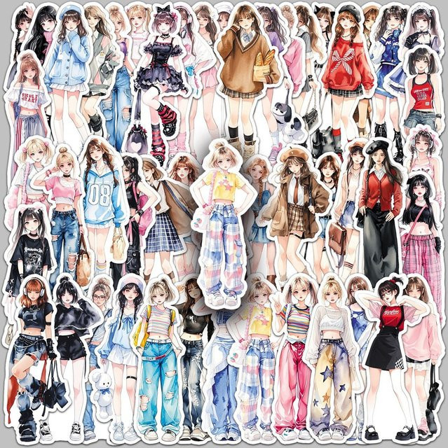 50-teiliges Cartoon-Aufkleber-Set von YourLife Store in Multicolour für Scrapbooking und Computer - Bild 1