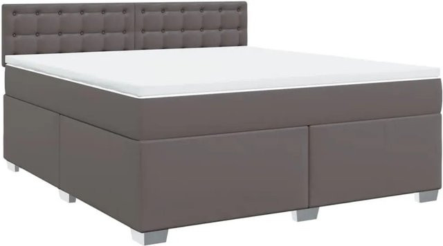 vidaXL Boxspringbett mit Matratze in Grau aus Kunstleder mit Taschenfederkern B/T: 180 x 200 cm - Bild 1