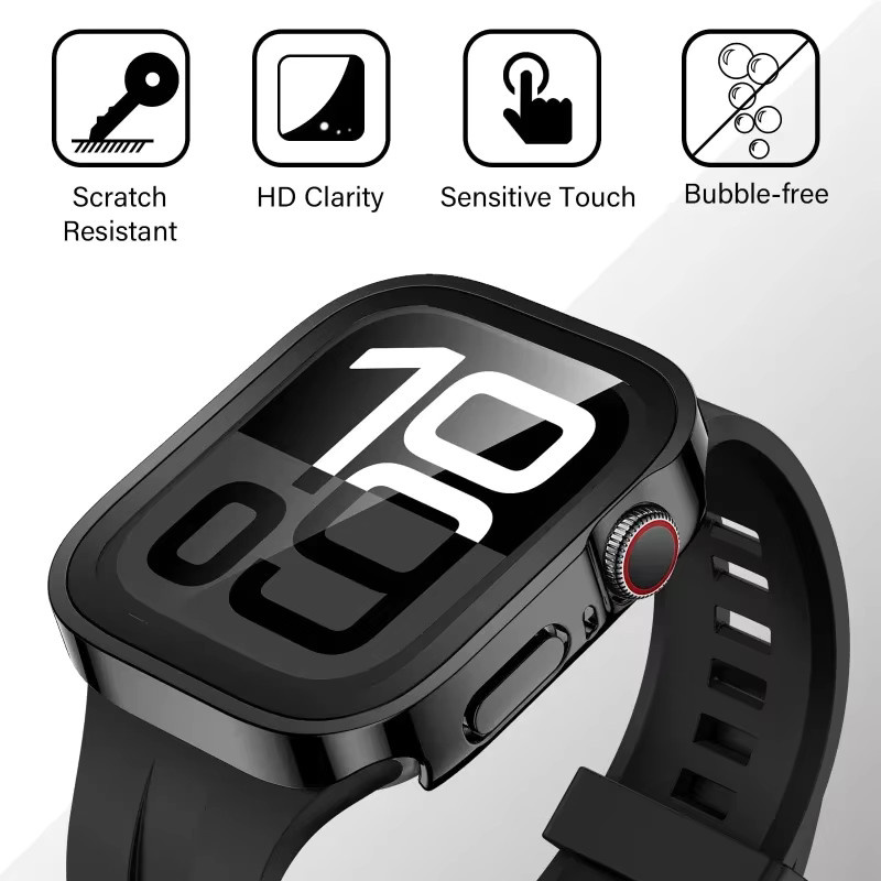 Wasserdichte Kantenabdeckung und Displayschutz aus gehärtetem Glas für Apple Watch Serie 3 bis 11 und SE - Bild 3