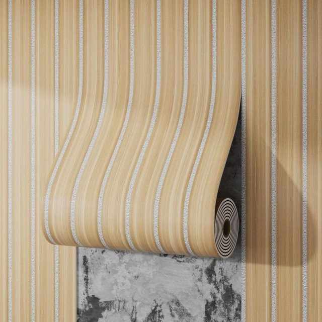Selbstklebendes Riffelpaneel Tapeten-Aufkleber von beautybaby in Beige, wasserdicht und feuchtigkeitsbeständig für Akzentwände, B/H: 40 cm x 300 cm - Bild 1