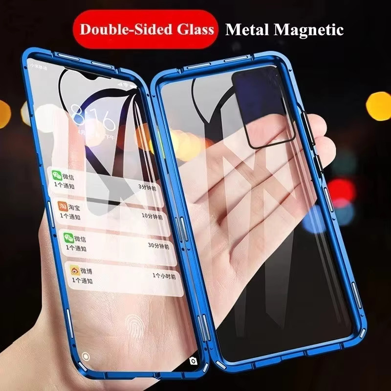 Magnetische Metall-Glas-Schutzhülle für Samsung Galaxy S26 Ultra S25 S24 S23 Plus A57 A56 360 Grad Schutz in Gold oder Blau - Bild 2