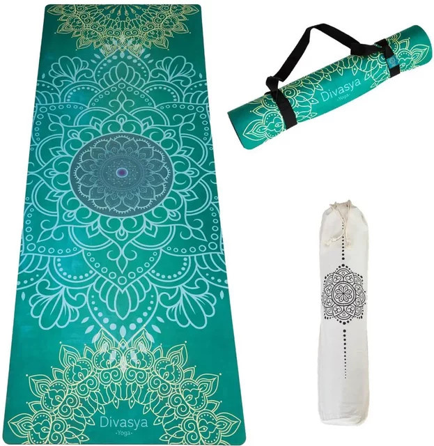 Divasya-Yoga 003 Yoga-Teppich aus recyceltem Mikrofaser in Blau und Türkis - Bild 1