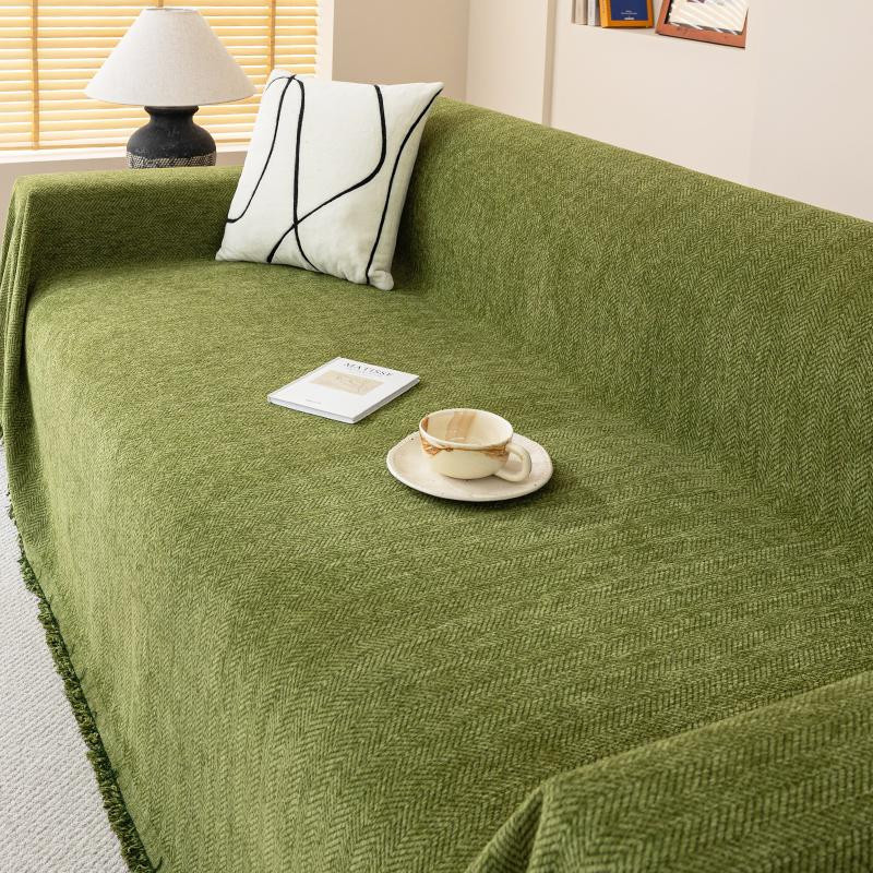 Yiran Furniture Sofabezug aus Chenille in Grün, modernes Universal-Sofa-Handtuch für das ganze Jahr, B: 180 cm, T: 130 cm - Bild 1