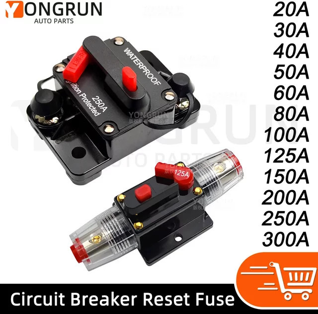 Wasserdichter Marine-Leistungsschalter mit manuellem Reset für Auto-Audiosysteme, 12 V bis 48 V DC, Farbe: Schwarz - Bild 1