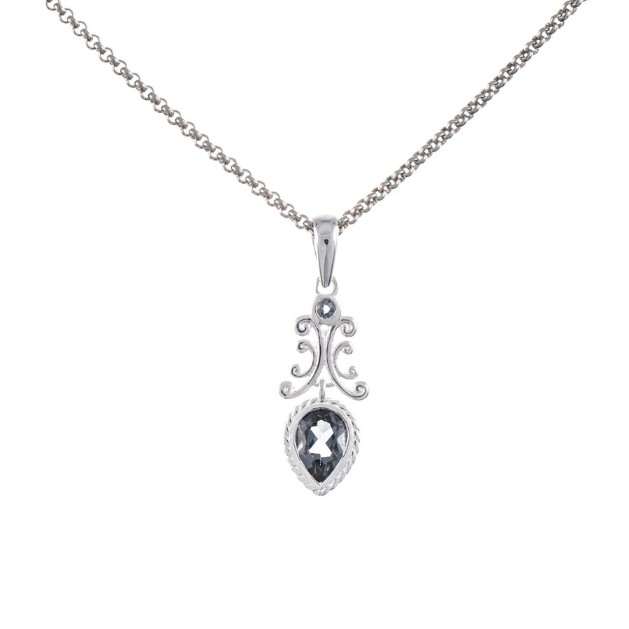 Anhänger mit Kette, 925 Silber, Zirkonia, anthrazit, Unisex - Bild 1