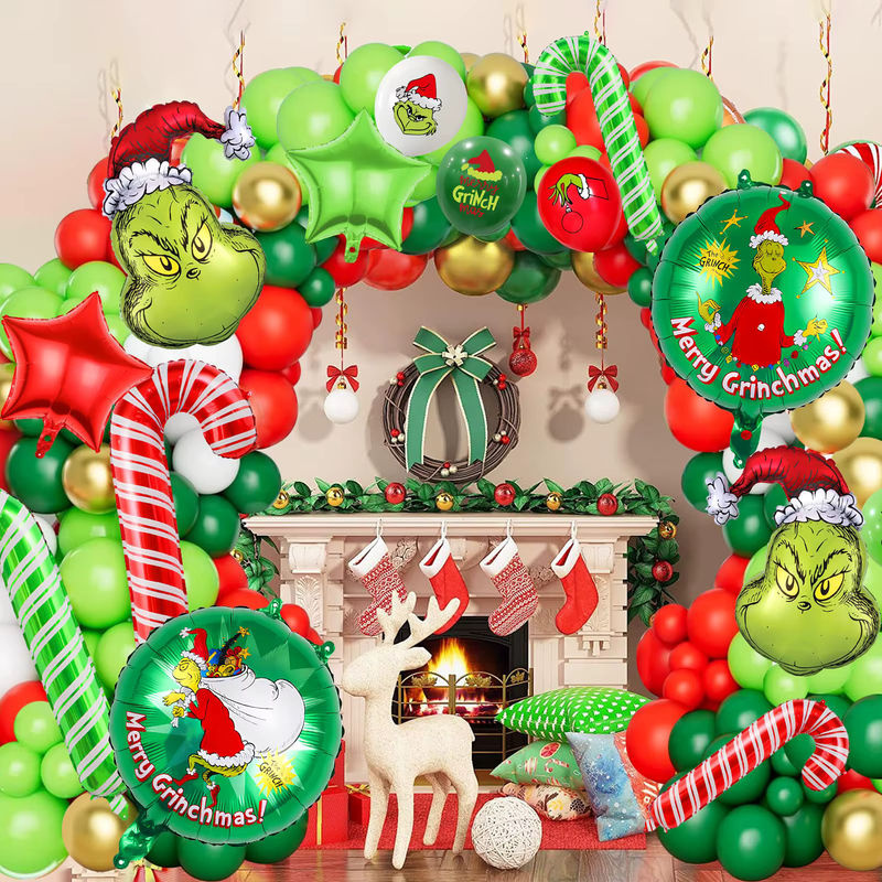 Weihnachtsballon Girlande Bogen Kit in Rot, Grün und Gold mit Sternballons und Zuckerstangen für deine Weihnachtsdekoration - Bild 6