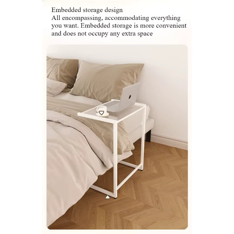 LIUSHADUOLA Beistelltisch quadratisch in Weiß aus Metall für Wohnzimmer und Schlafzimmer - Bild 2