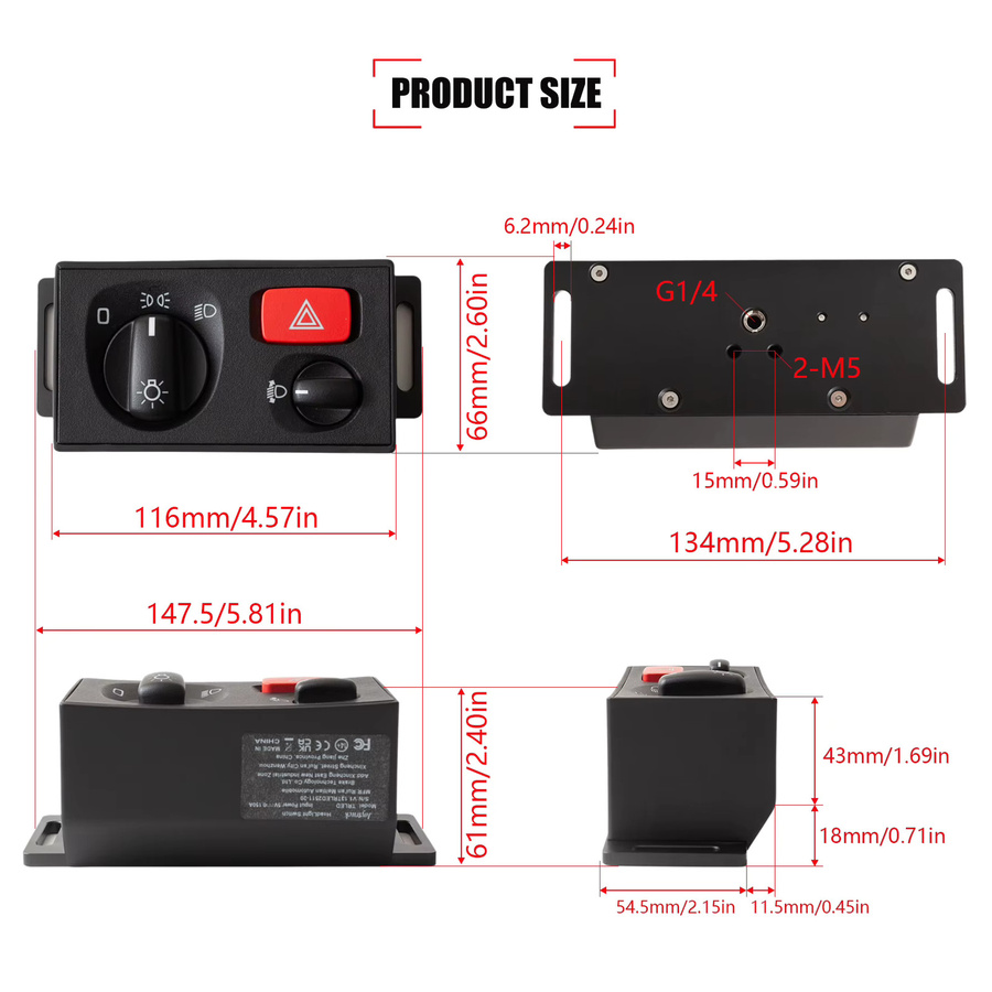 USB Scheinwerferschalter-Hub für PC Simulationen wie Euro Truck Simulator 2, kompatibel mit Logitech G29 G27 G923 und Thrustmaster T300RS/GT sowie PXN und MOZA R3, Schwarz - Bild 2