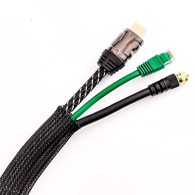 3M Flexible Drahtgeflecht-Hülle aus PET als erweiterbare geflochtene Ummantelung für TV-Audio-PC-Kabel, Schwarz - Bild 5