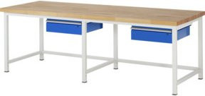 Rau Werkbank 8001A1 höhenverstellbar mit 2 Schubladen, Multicolor, B: 250 cm, T: 90 cm, H: 84-104 cm - Bild 1