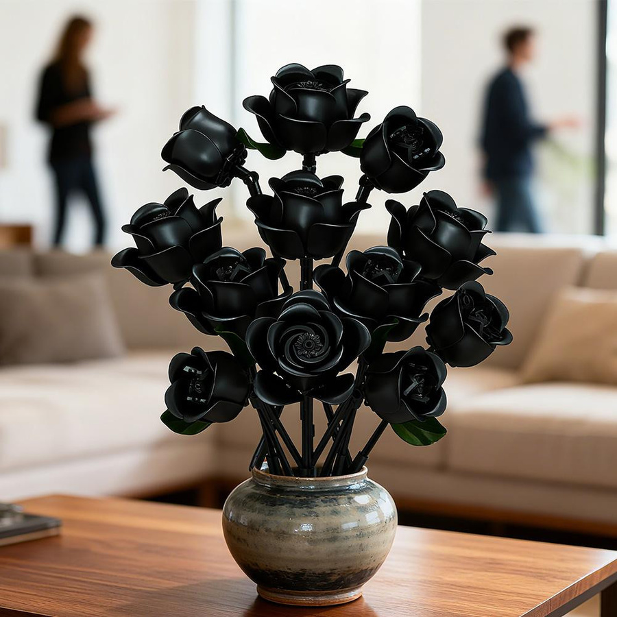 Linyi toy Konstruktionsset Blumen Rose Schwarz ab 6 Jahren - Bild 3