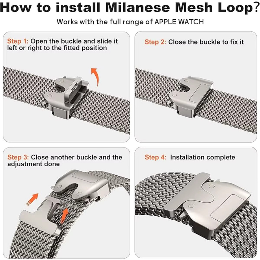 CHIICSMART Uhrenarmband Titan, Milanaise, Silber, Unisex - Bild 2