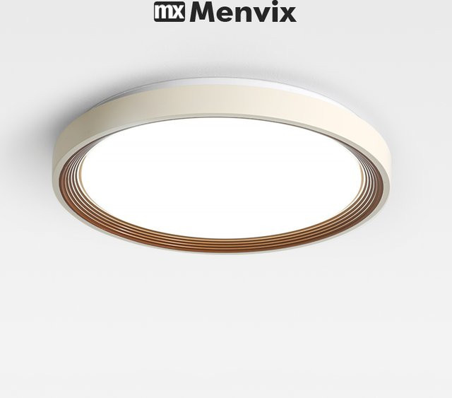 Menvix Moderne LED-Deckenleuchte in Holzoptik und Weiß, Rund für Wohnzimmer, Küche, Schlafzimmer oder Badezimmer - Bild 1