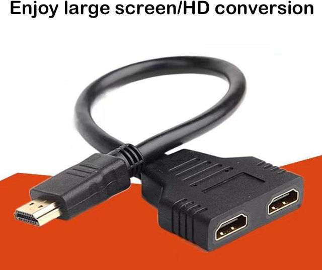 4K UHD HDMI Splitter Adapter Schwarz mit 1 Eingang und 2 Ausgängen für Laptop, TV und Monitor - Bild 1