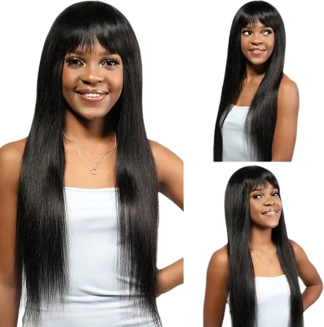 G&T Wig Haarperücke synthetisch, blond, schwarz, lang, glatt, mit Pony, Damen - Bild 1