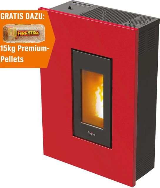 Pegaso Pelletofen Madison in Bordeauxrot mit Automatik und WIFI, 5,3 kW - Bild 1