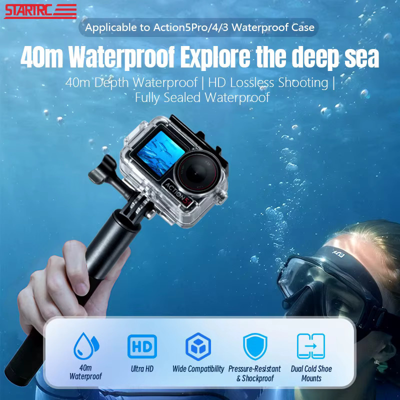 STARTRC wasserdichtes Gehäusezubehör für DJI Action 4 und Action 5 in Transparent - Bild 2