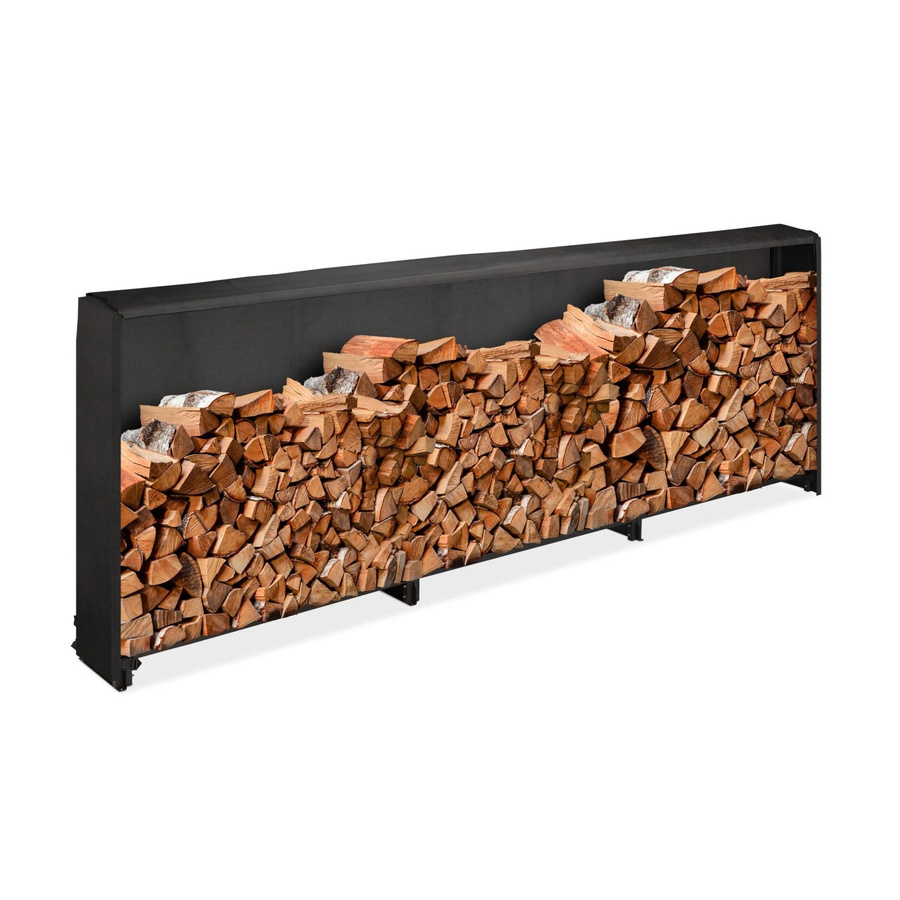 Relaxdays Kaminholzregal aus Eisen mit Abdeckung in Schwarz matt, B/T/H: 110 x 322 x 29 cm - Bild 2