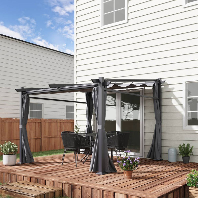 Outsunny Pergola Gartenpavillon aus Aluminium und Polyester in Grau, B/T/H: 295 x 297 x 230 cm - Bild 3