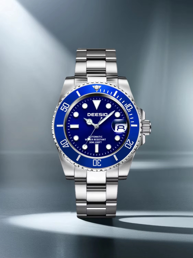Deesio Armbanduhr, Automatik, Edelstahl, Herren, Blau, Datum - Bild 7
