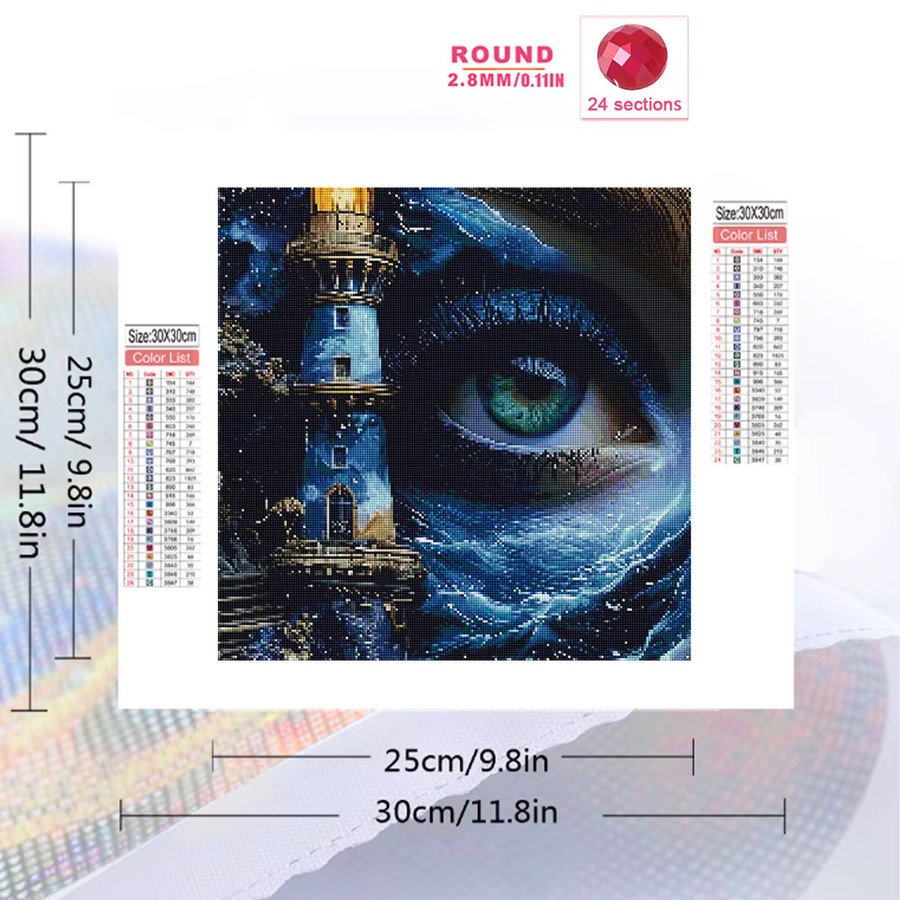 Evershine Diamant-Stickerei Wandkunst Leuchtturm Mosaik-Strassbild mit runden Steinen - Bild 2