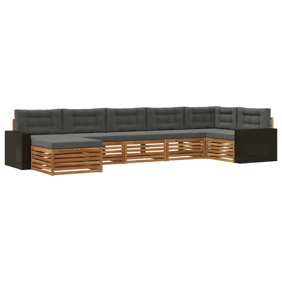 vidaXL Outdoor-Sofagarnitur aus Massivholz Akazie mit 7 Kissen in Natur und Anthrazit - Bild 2