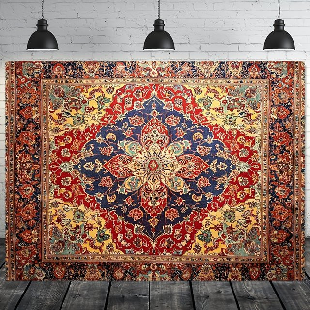 Böhmischer Wandhintergrund mit Blumen- und Vogelmotiv in Multicolour aus Polyester, Breite: 150 cm, Höhe: 100 cm - Bild 1