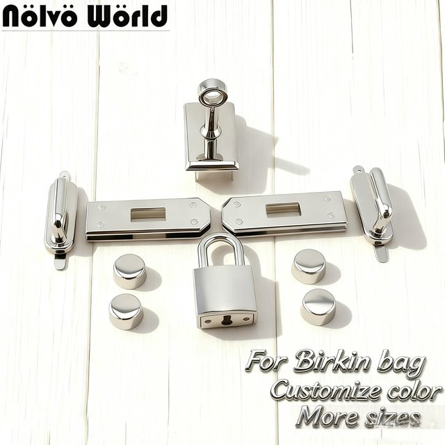 Nolvo World Metall-Taschenverschluss-Komplettset für Schultertaschen in Gold oder Silber mit Riemenhaken, Schrauben und Drehverschlüssen als Reparaturzubehör - Bild 1
