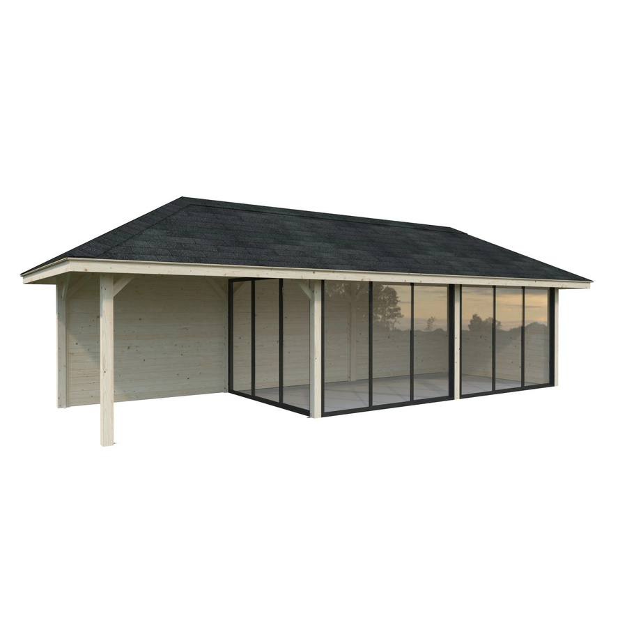 PALMAKO Pavillon Bianca Set 217 Slide aus Fichtenholz in Braun mit transparenten Elementen, B/H/T: 876 x 319 x 300 cm - Bild 3