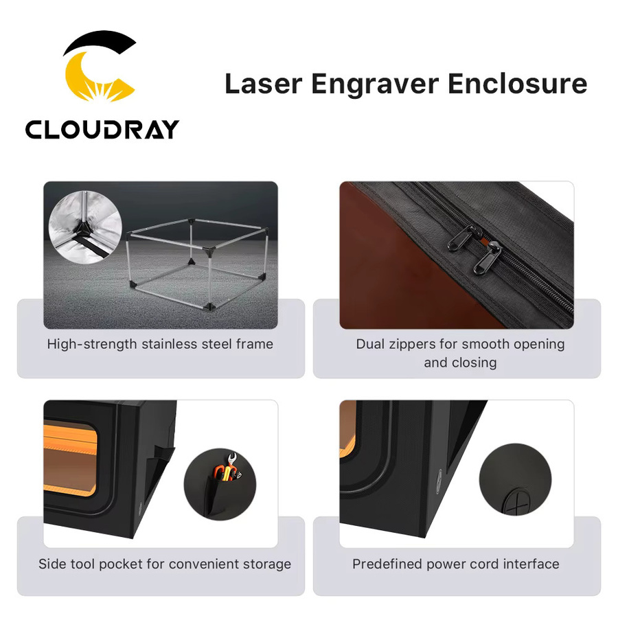 Cloudray Universelle Schutzabdeckung für Laser-Graviermaschinen mit Rauchfilter, Schwarz, B/T/H: 72 x 40 x 72 cm - Bild 3