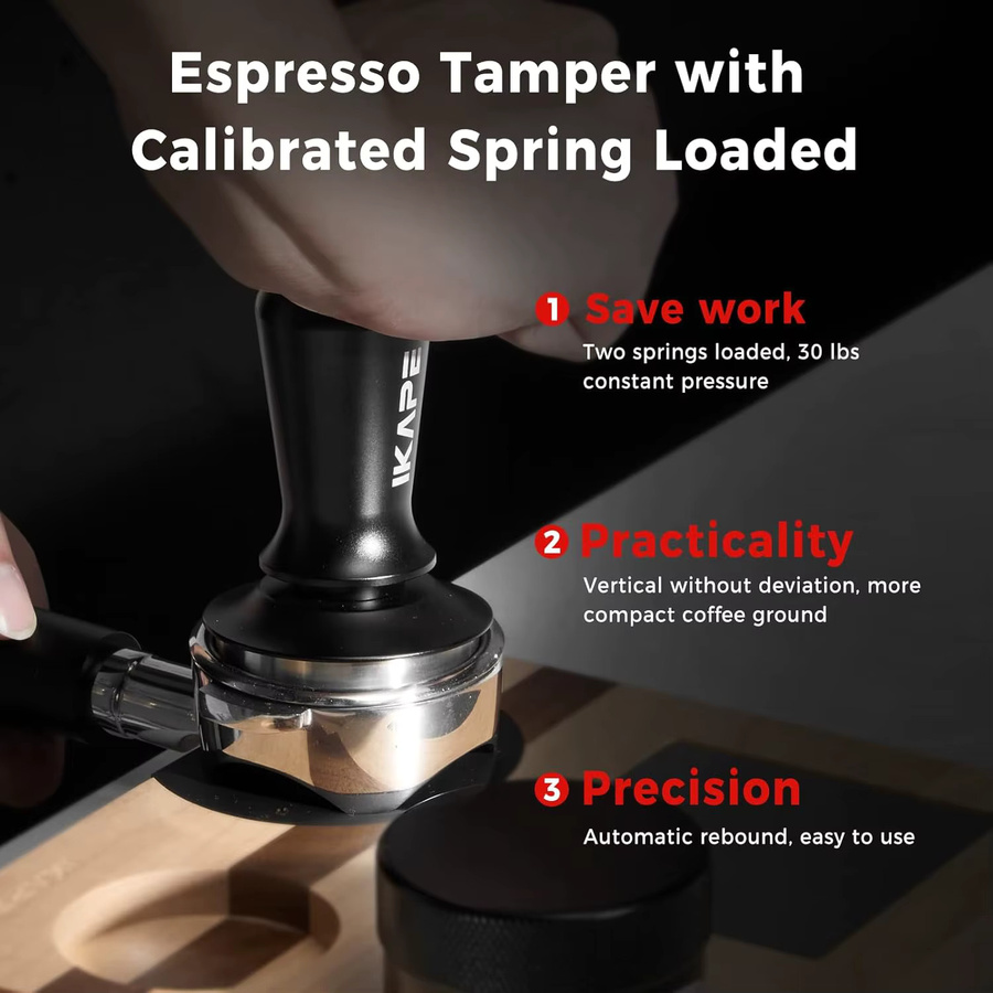 IKAPE V3 Espresso Tamper Premium Barista Kaffeetamper mit kalibrierter Federmechanik aus Edelstahl in Silber oder Schwarz für 51mm, 54mm oder 58mm - Bild 4