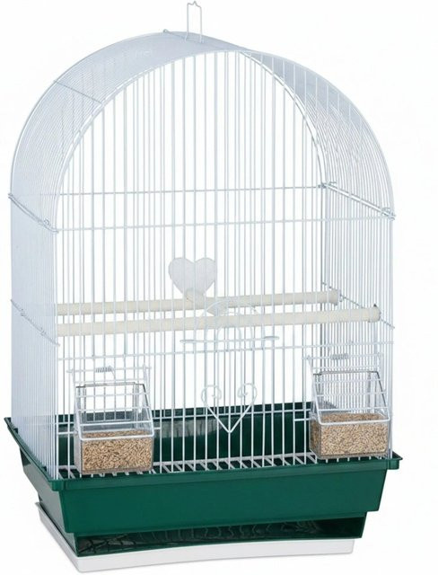 Relaxdays Vogelkäfig aus Stahl und Polypropylen in Weiß und Grün mit Schaukel, B/T/H: 49,5 x 34,5 x 28 cm - Bild 1