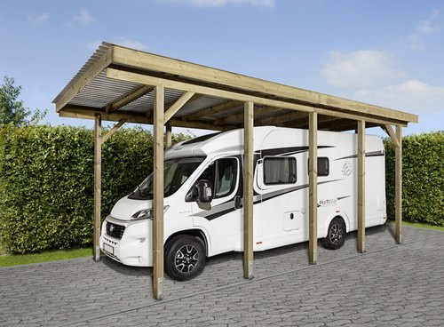Mr. GARDENER Wohnmobil-Einzelcarport Bremen 1 aus Kiefernholz in Braun und Anthrazit, B/T: 340 x 510 cm - Bild 1