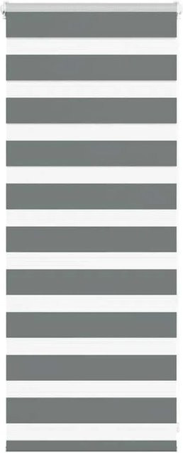 vidaXL Doppelrollo Day & Night Dunkelgrau gestreift aus Polyester, B: 55 cm, H: 100 cm - Bild 1