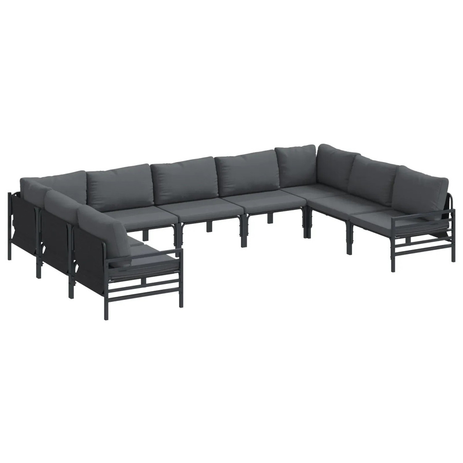 vidaXL Garten-Sofa-Set 9-teilig aus Stahl in Anthrazit - Bild 2