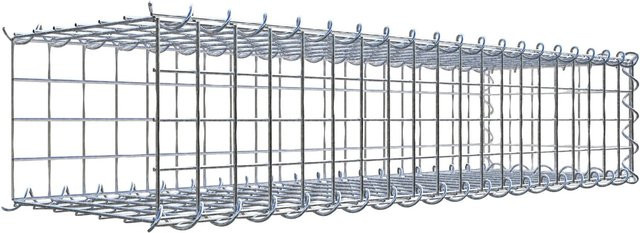 Gabiona Anbaukorb Typ 2 aus Stahl, silbergrau, B/T/H: 100 x 20 x 30 cm, Maschenweite: 5 x 5 cm - Bild 1