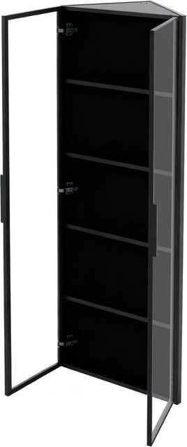 okwish Vitrine mit LED-Beleuchtung und Glastüren in Schwarz, B/T/H: 62 x 35 x 160 cm - Bild 1