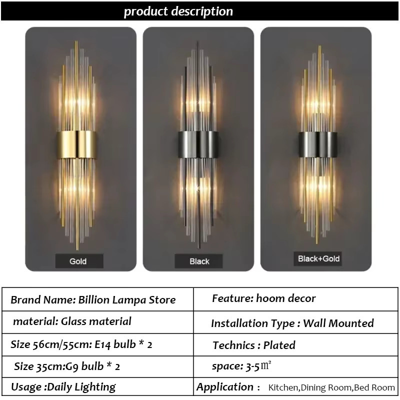 ZCTOP Moderne LED Wandleuchte in Gold mit transparentem Glas für Wohnzimmer, Schlafzimmer und Treppen - Bild 2