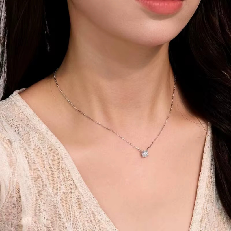 Halskette mit Diamant-Anhänger, 925 Silber, Damen - Bild 3