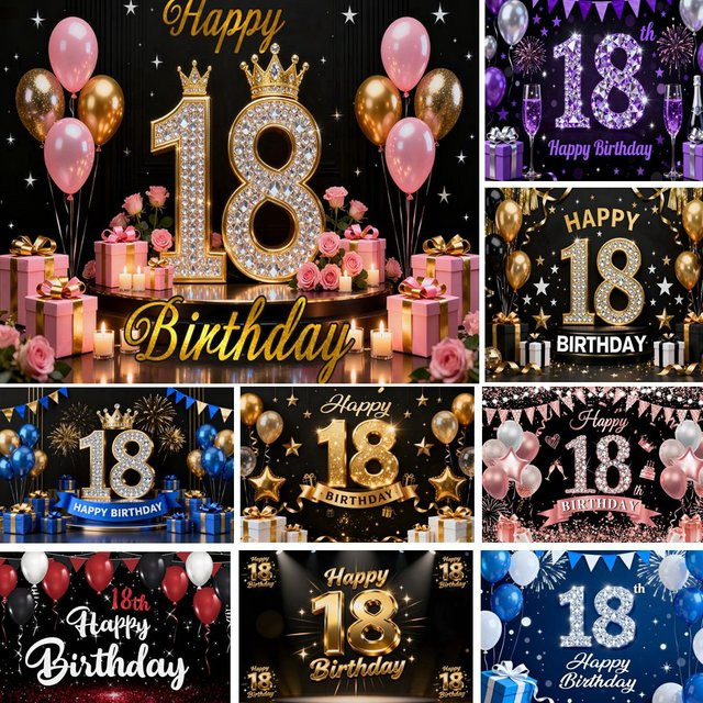 Yeele Party Dekorationsset zum 18. Geburtstag mit personalisierbarem Banner und Luftballons in Mehrfarbig - Bild 1
