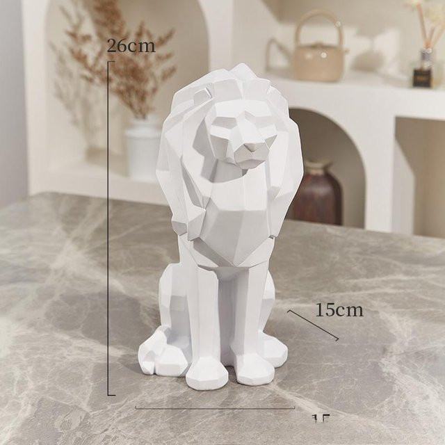 Abstrakte Löwen-Skulptur von YTO Home in Schwarz und Weiß, minimalistische Tier-Dekoration aus Harz für dein Zuhause, Höhe: 15,0 cm, Breite: 26,0 cm, Tiefe: 15,0 cm - Bild 1
