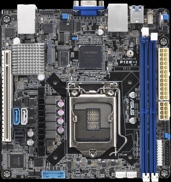 Asus P12R-I Motherboard Mini-ITX LGA1200-Sockel C252 Chipsatz Schwarz - Bild 1