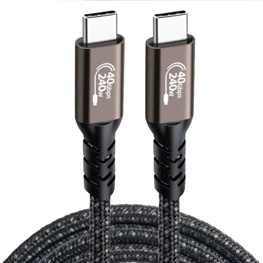 USB-C zu USB-C Schnellladekabel 240W USB4 Thunderbolt 4 Datenkabel mit 40Gbps für Huawei Samsung und iPhone 15 in Schwarz und Grau - Bild 2
