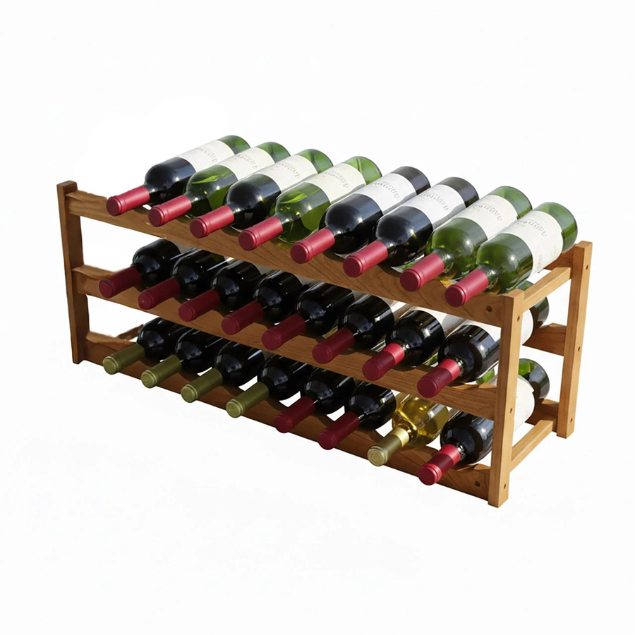 Relaxdays Weinregal Walnuss Natur für 24 Flaschen, B/T/H: 28 x 21 x 78 cm - Bild 2