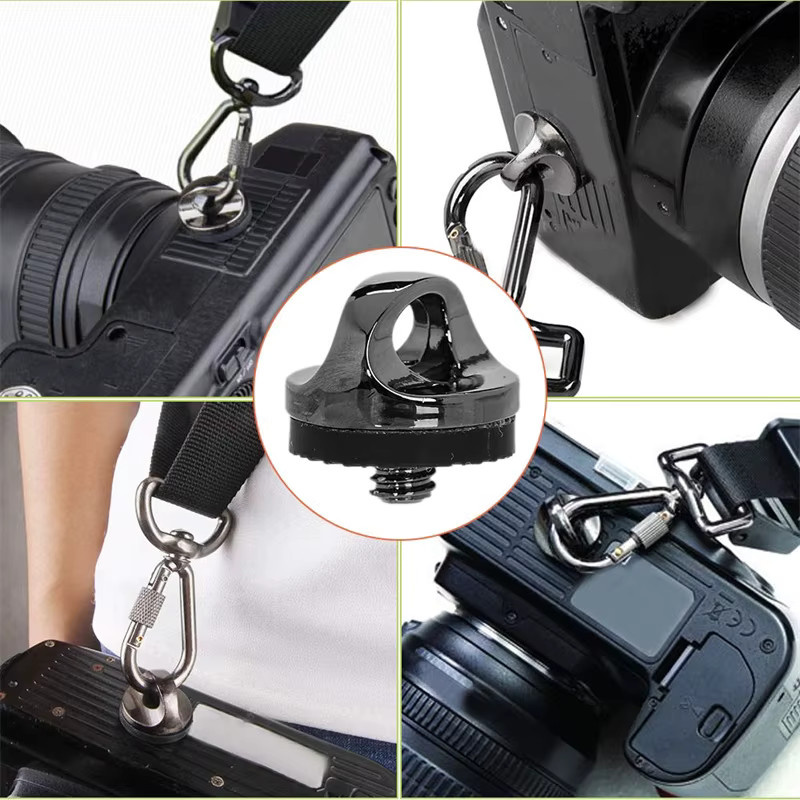 DIXSG Handgelenkschlaufe und Sling-Verbindungsadapter für SLR-Kameras mit 1/4 Zoll Schraubverbindung in Schwarz - Bild 2
