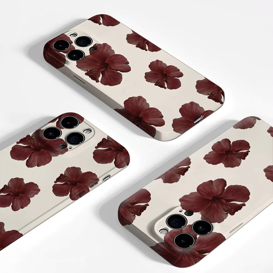 Handyhülle Burgundy Hibiscus Blooms für iPhone 17 16 15 14 13 12 Pro Max Plus mit doppelschichtiger Rückseite in Rot und Multicolour - Bild 4