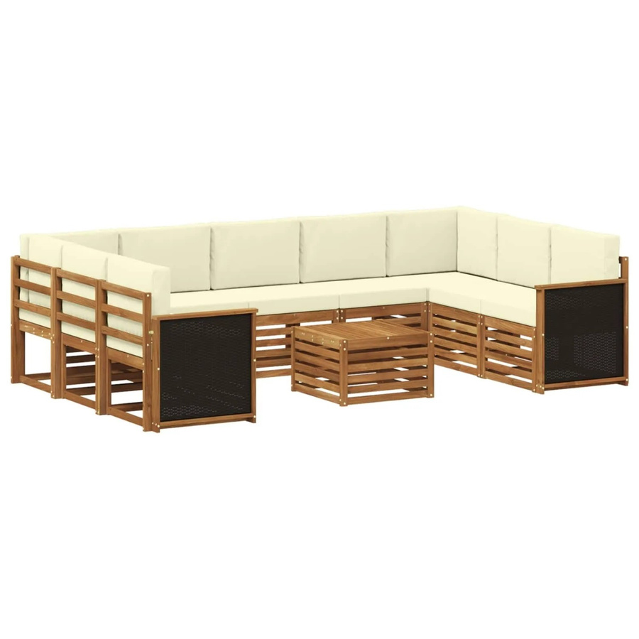vidaXL Sofagarnitur aus Massivholz Akazie in Beige mit Latten-Design und Armlehnen - Bild 2