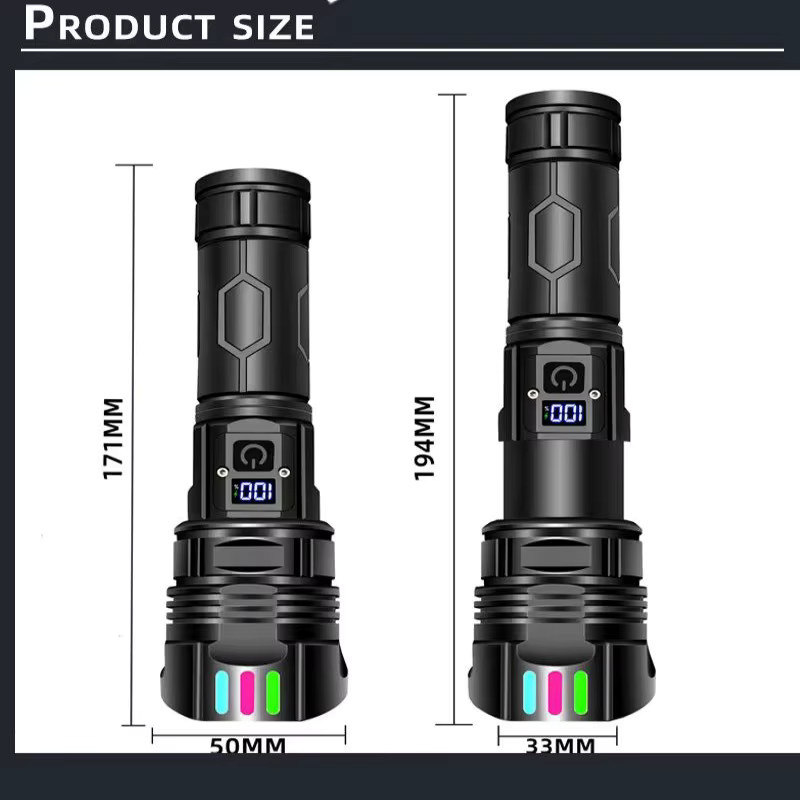 JIASHUAIXIN LED-Scheinwerfer Taschenlampe mit Zoom und fluoreszierendem Film in Schwarz - Bild 4